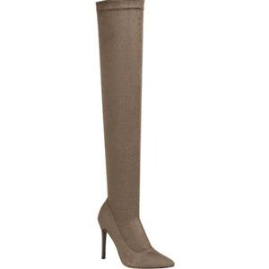 Elastic Knee High Stiletto Heel Boots Ensure-05 Forever Taupe